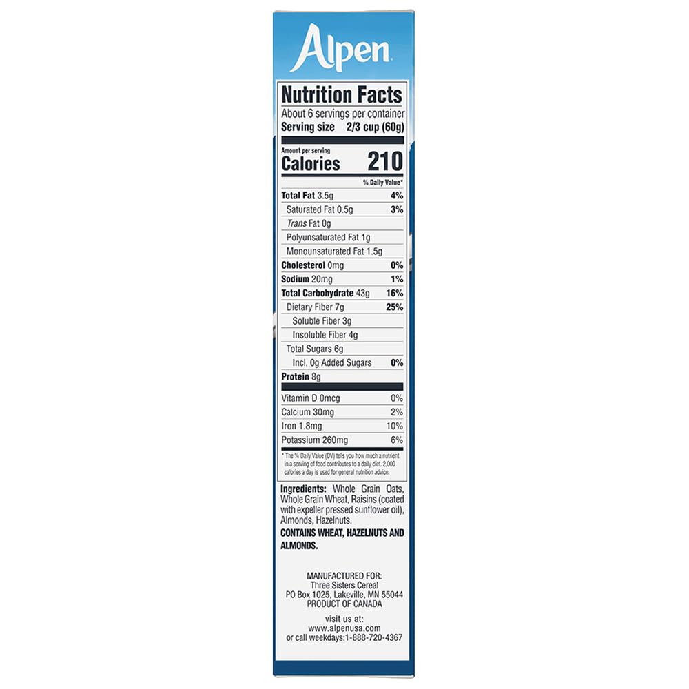 Alpen Original Muesli, Swiss Style Muesli Cereal, Whole Grain, Non-GMO Project Verified, Heart Healthy, Kosher, Vegan