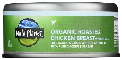 Wild Planet Organic Roasted Chicken Breast With Rib Meat, Skinless and Boneless, Sea Salt, Free Range, Non-GMO, Kosher, Gluten Free