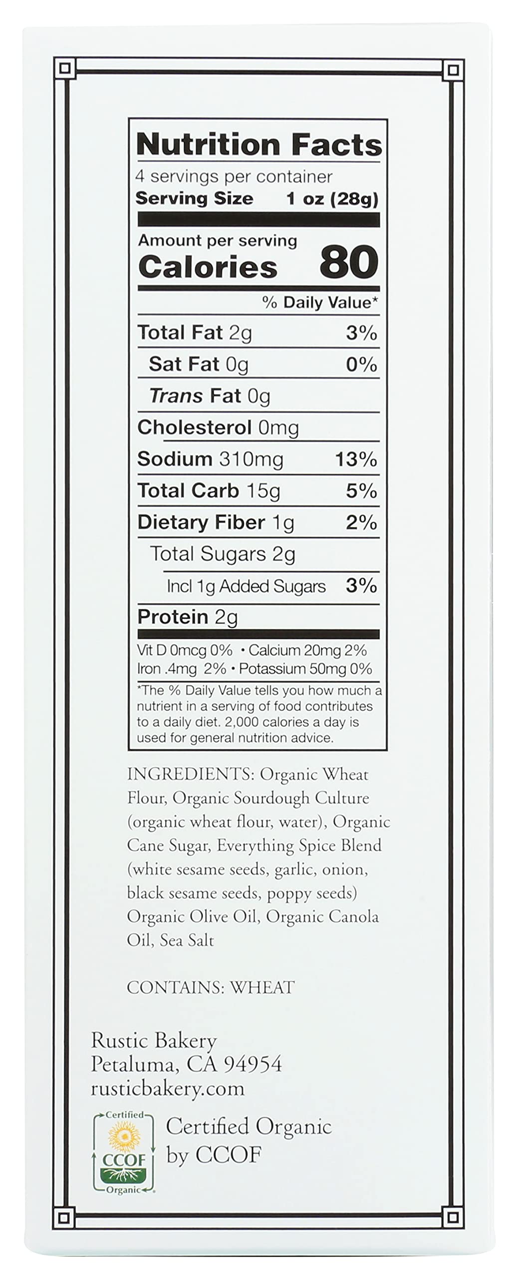 Rustic Bakery Organic Everything Spice Sourdough Flatbread Bites, 4 Oz