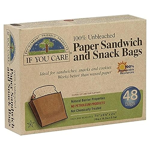 IF YOU CARE, 100% Unbleached Paper Bags, Sandwich And Snack, Pack of 3, Size 48 CT, (Gluten Free Kosher)